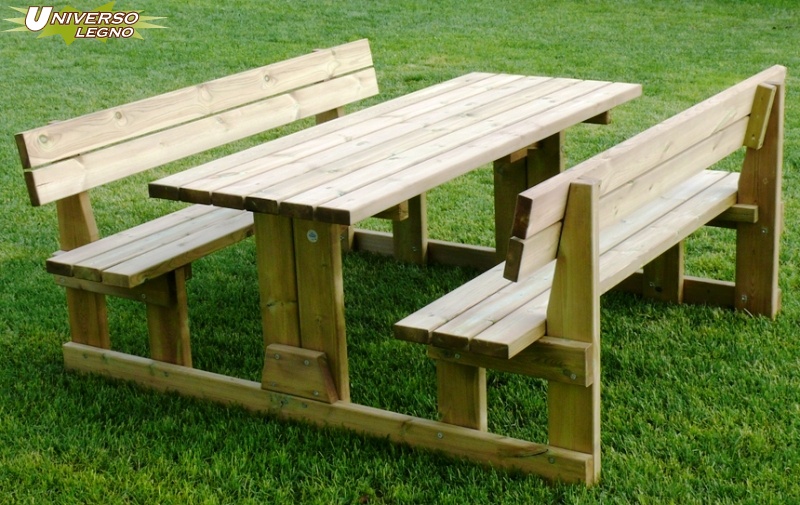 Tavolo Da Picnic In Legno Con Panche - 177x154x74 Cm, Impermeabile E Pronto All'Uso